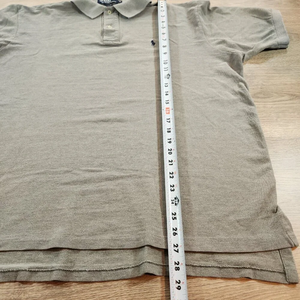 Vintage‎ Polo Ralph Lauren Pique Shirt Men's Large Heather Grey Made in USA 90s
